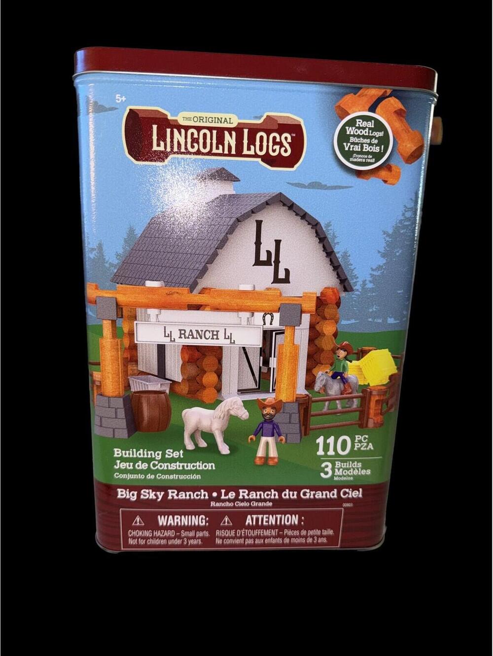 Lincoln Logs Big Sky Ranch 110 Piece Real Wood Building Set 3 Models Kids 5+